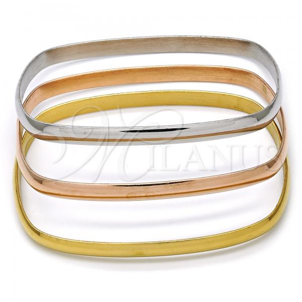 Stainless Steel Trio Bangle, Polished, Tricolor, 07.244.0007.06 (05 MM Thickness, Size 6 - 2.75 Diameter)