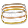 Stainless Steel Trio Bangle, Polished, Tricolor, 07.244.0007.06 (05 MM Thickness, Size 6 - 2.75 Diameter)