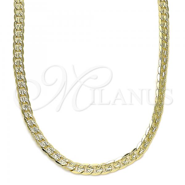 Oro Laminado Basic Necklace, Gold Filled Style Curb Design, Polished, Golden Finish, 04.213.0237.18