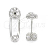 Sterling Silver Stud Earring, with White Cubic Zirconia, Polished, Rhodium Finish, 02.336.0003