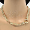 Oro Laminado Necklace and Bracelet, Gold Filled Style Greek Key Design, Polished, Golden Finish, 06.179.0003