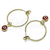 Oro Laminado Medium Hoop, Gold Filled Style Evil Eye Design, Red Resin Finish, Golden Finish, 02.63.2743.1.30