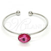 Rhodium Plated Individual Bangle, with Rose Swarovski Crystals, Polished, Rhodium Finish, 07.239.0012.9 (02 MM Thickness, One size fits all)