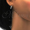 Sterling Silver Huggie Hoop, with White Cubic Zirconia, Polished, Rhodium Finish, 02.186.0037.15