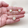 Oro Laminado Earring and Pendant Adult Set, Gold Filled Style Heart and Cluster Design, with White Cubic Zirconia and White Micro Pave, Polished, Golden Finish, 10.156.0526.1