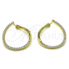 Oro Laminado Small Hoop, Gold Filled Style with White Micro Pave, Polished, Golden Finish, 02.213.0615.25