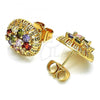 Oro Laminado Stud Earring, Gold Filled Style with Multicolor Cubic Zirconia, Polished, Golden Finish, 02.387.0091.2