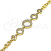 Oro Laminado Fancy Bracelet, Gold Filled Style with White Micro Pave, Polished, Golden Finish, 03.283.0146.07