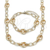 Oro Laminado Necklace and Bracelet, Gold Filled Style Diamond Cutting Finish, Golden Finish, 06.93.0001