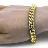 Oro Laminado Basic Bracelet, Gold Filled Style Miami Cuban Design, Polished, Golden Finish, 03.278.0002.08