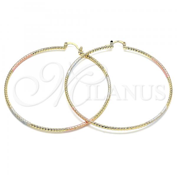 Oro Laminado Extra Large Hoop, Gold Filled Style Polished, Tricolor, 02.170.0296.70