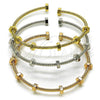 Oro Laminado Trio Bangle, Gold Filled Style Diamond Cutting Finish, Tricolor, 07.282.0021