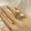 Oro Laminado Elegant Ring, Gold Filled Style Ball Design, Matte Finish, Two Tone, 01.383.0001