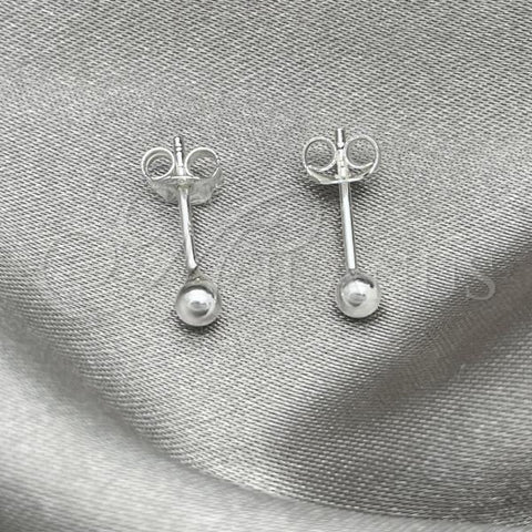 Sterling Silver Stud Earring, Ball Design, Polished, Silver Finish, 02.401.0055.03