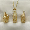 Oro Laminado Earring and Pendant Adult Set, Gold Filled Style Polished, Golden Finish, 10.163.0008