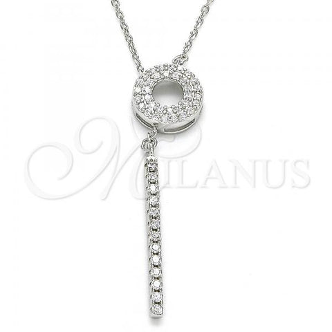 Sterling Silver Fancy Necklace, with White Cubic Zirconia and White Crystal, Polished, Rhodium Finish, 04.286.0004.18