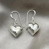 Sterling Silver Dangle Earring, Heart Design, Polished, Silver Finish, 02.399.0033