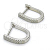 Sterling Silver Huggie Hoop, with White Cubic Zirconia, Polished, Rhodium Finish, 02.286.0009.10
