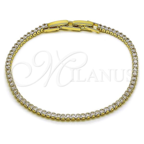 Oro Laminado Tennis Bracelet, Gold Filled Style with White Cubic Zirconia, Polished, Golden Finish, 03.213.0346.07