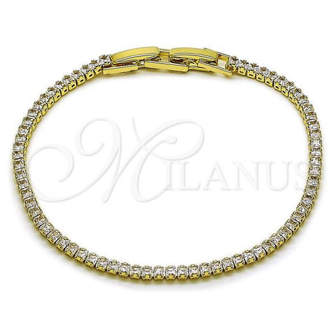 Oro Laminado Tennis Bracelet, Gold Filled Style with White Cubic Zirconia, Polished, Golden Finish, 03.213.0346.07
