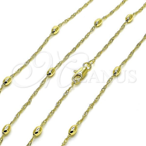 Oro Laminado Basic Necklace, Gold Filled Style Singapore and Ball Design, Polished, Golden Finish, 04.213.0279.24