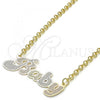 Oro Laminado Pendant Necklace, Gold Filled Style Nameplate Design, Polished, Tricolor, 04.63.1384.1.18