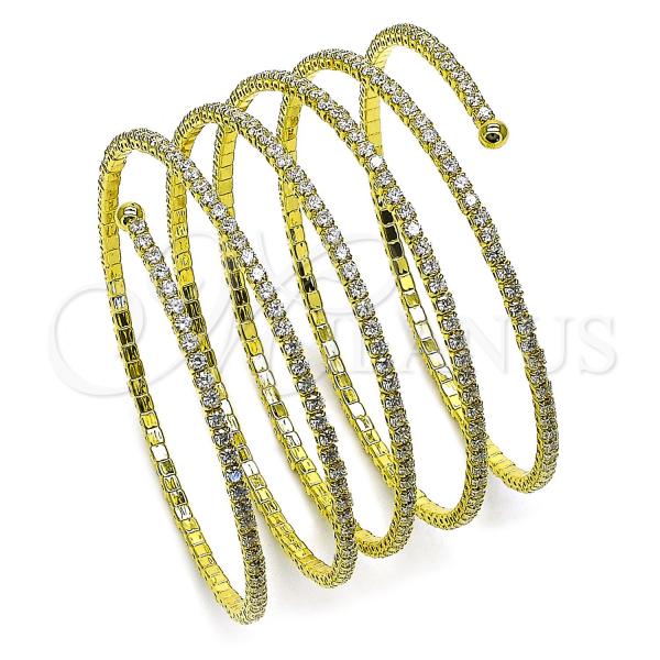 Oro Laminado Individual Bangle, Gold Filled Style with White Cubic Zirconia, Polished, Golden Finish, 07.421.0006