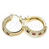 Oro Laminado Small Hoop, Gold Filled Style with Garnet and White Cubic Zirconia, Polished, Golden Finish, 02.210.0281.1.20
