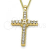 Gold Filled Pendant Necklace, Cross Design, with Cubic Zirconia, Golden Finish, 04.156.0169.18