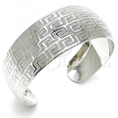 Rhodium Plated Individual Bangle, Greek Key Design, Polished, Rhodium Finish, 07.329.0001.1 (18 MM Thickness, One size fits all)