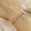 Oro Laminado Fancy Bracelet, Gold Filled Style with Pink Cubic Zirconia, Polished, Golden Finish, 04.341.0097.4.07