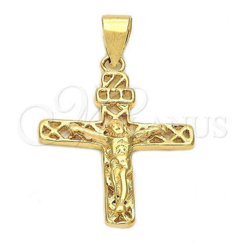 Oro Laminado Religious Pendant, Gold Filled Style Crucifix Design, Golden Finish, 5.188.028
