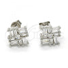 Sterling Silver Stud Earring, with White Cubic Zirconia, Polished, Rhodium Finish, 02.175.0113