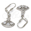 Rhodium Plated Long Earring, with White Cubic Zirconia and White Micro Pave, Polished, Rhodium Finish, 02.236.0012.4