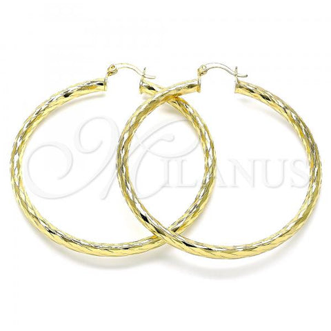 Oro Laminado Large Hoop, Gold Filled Style Diamond Cutting Finish, Golden Finish, 02.170.0306.60