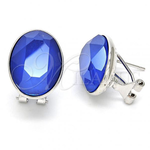 Rhodium Plated Stud Earring, with Bermuda Blue Swarovski Crystals, Polished, Rhodium Finish, 02.239.0015.4