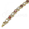 Oro Laminado Tennis Bracelet, Gold Filled Style with Garnet and White Cubic Zirconia, Polished, Golden Finish, 03.283.0015.2.08