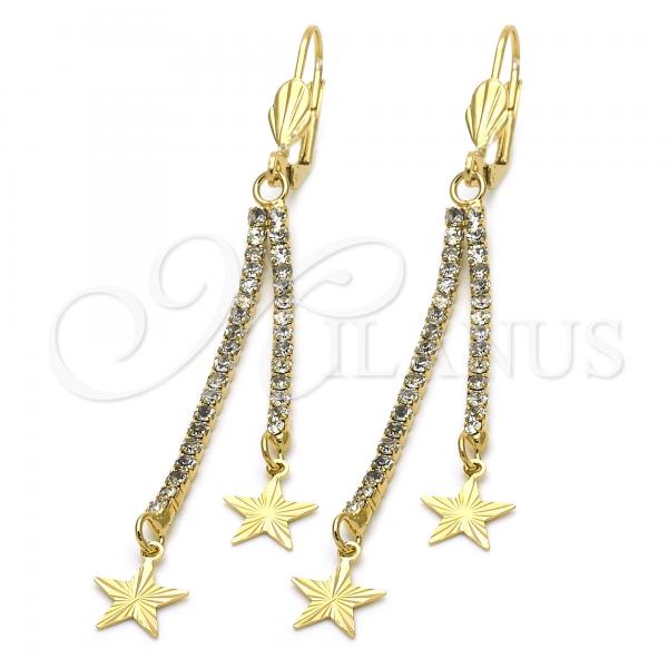 Oro Laminado Long Earring, Gold Filled Style Star Design, with  Cubic Zirconia, Golden Finish, 5.071.008