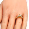 Oro Laminado Multi Stone Ring, Gold Filled Style with White Cubic Zirconia, Polished, Golden Finish, 01.99.0050.09 (Size 9)