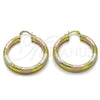 Oro Laminado Medium Hoop, Gold Filled Style Hollow Design, Diamond Cutting Finish, Tricolor, 02.170.0310.1.40