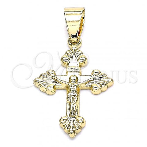 Oro Laminado Religious Pendant, Gold Filled Style Crucifix Design, Polished, Golden Finish, 05.213.0088