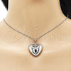 Oro Laminado Fancy Pendant, Gold Filled Style Heart Design, Polished, Rhodium Finish, 05.368.0003.1