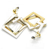 Oro Laminado Long Earring, Gold Filled Style White Resin Finish, Golden Finish, 02.268.0075