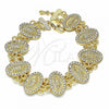 Oro Laminado Fancy Bracelet, Gold Filled Style Guadalupe Design, with White Crystal, Polished, Golden Finish, 03.351.0056.08