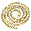 Oro Laminado Basic Necklace, Gold Filled Style Miami Cuban Design, Polished, Golden Finish, 5.223.012.22