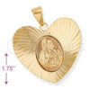 Oro Laminado Religious Pendant, Gold Filled Style Sagrado Corazon de Maria Design, Diamond Cutting Finish, Golden Finish, 5.195.014