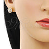 Oro Laminado Stud Earring, Gold Filled Style Baguette Design, with White Cubic Zirconia, Polished, Golden Finish, 02.342.0301