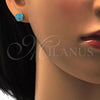 Stainless Steel Stud Earring, with Aqua Blue Crystal, Polished, Golden Finish, 02.271.0007.8