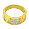 Stainless Steel Mens Ring, with White Cubic Zirconia, Polished, Golden Finish, 01.328.0004.1.12 (Size 12)