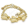 Oro Laminado Fancy Bracelet, Gold Filled Style Butterfly Design, Polished, Golden Finish, 03.63.1887.08